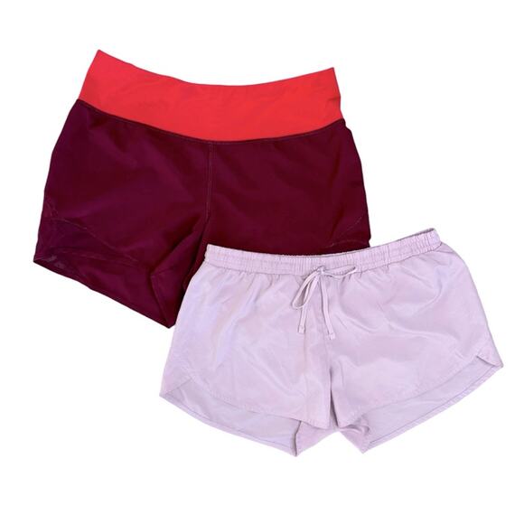 2 pairs of OLD NAVY ACTIVE GO DRY Women’s Pink Burgundy Athletic Running Shorts - Picture 1 of 11